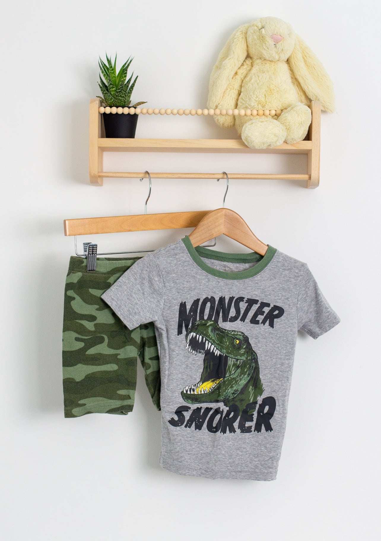 Carters 5 Gray and green dinosaur PJs