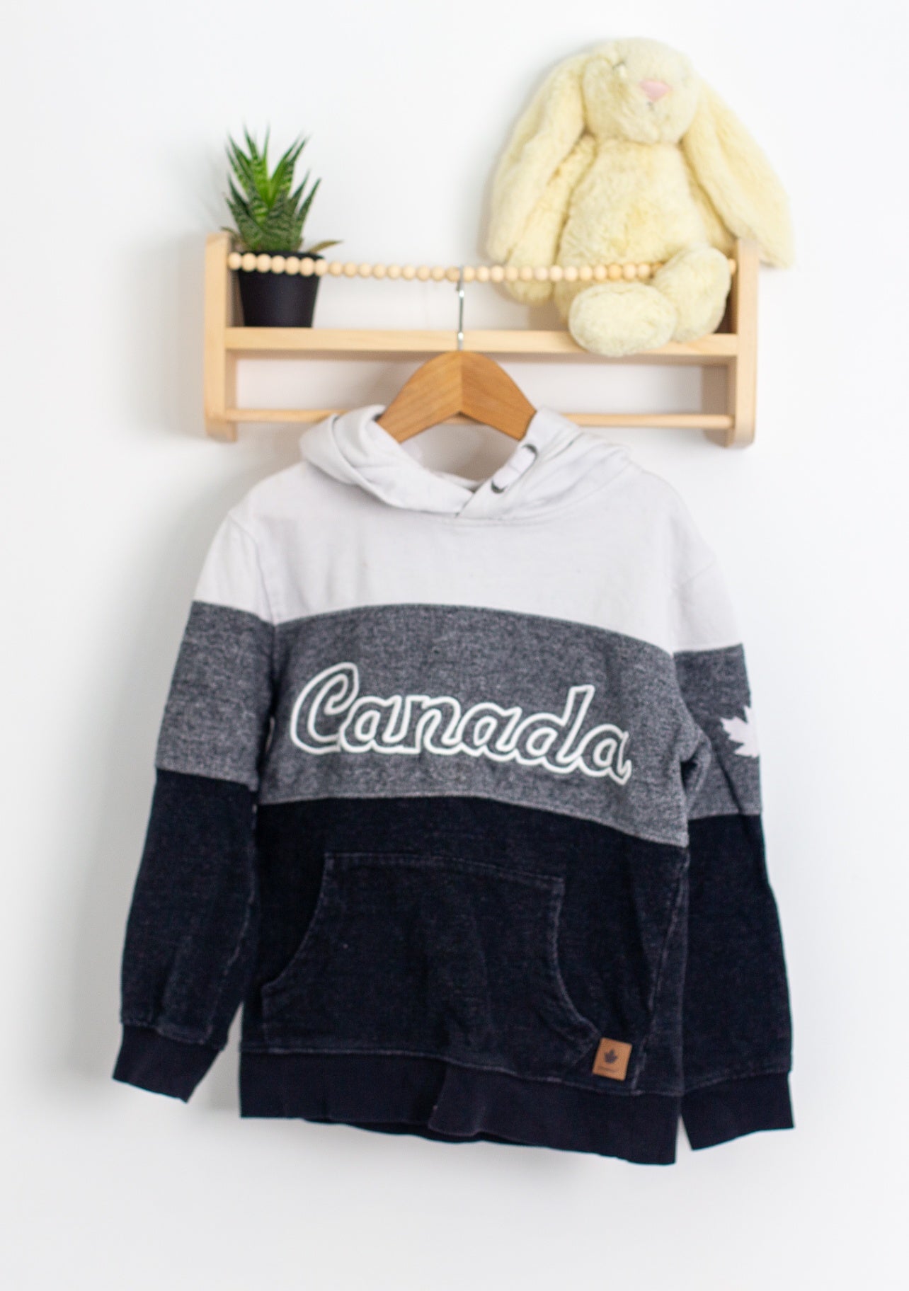 Canadiana M White, Gray, Black Hoodie