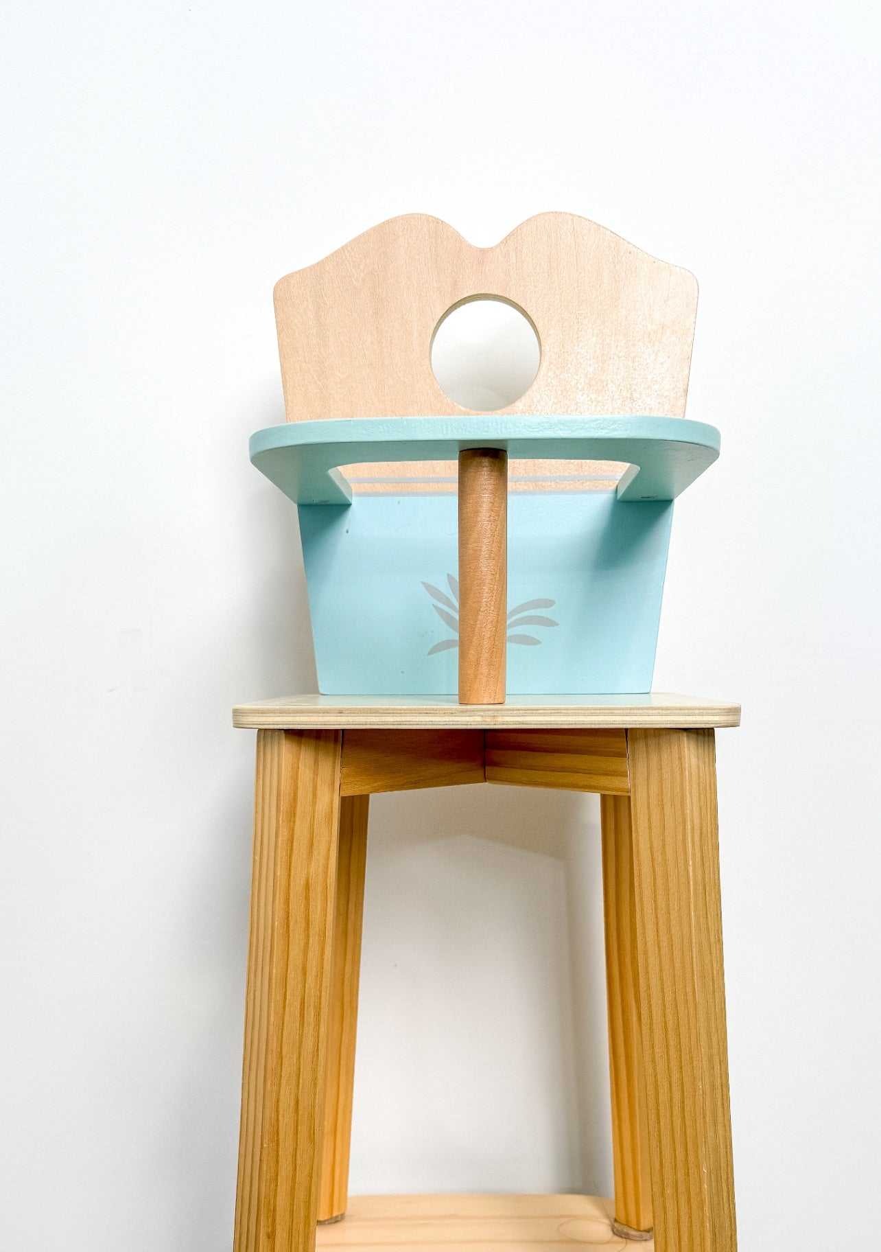 Coco Village Doll High Chair Pastel Blue/Beige/Brown