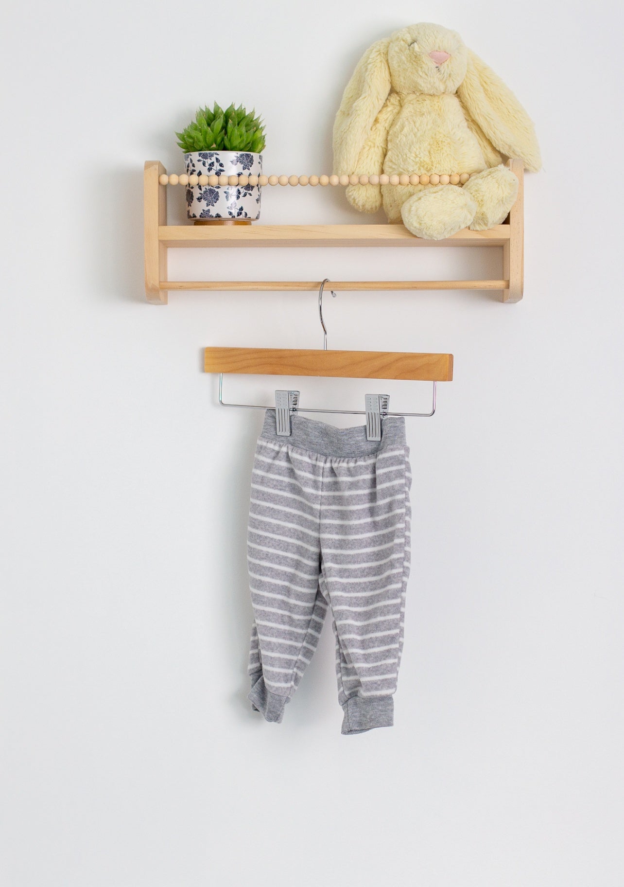 Carters 3-6M Gray with white stripes Fleece Pants