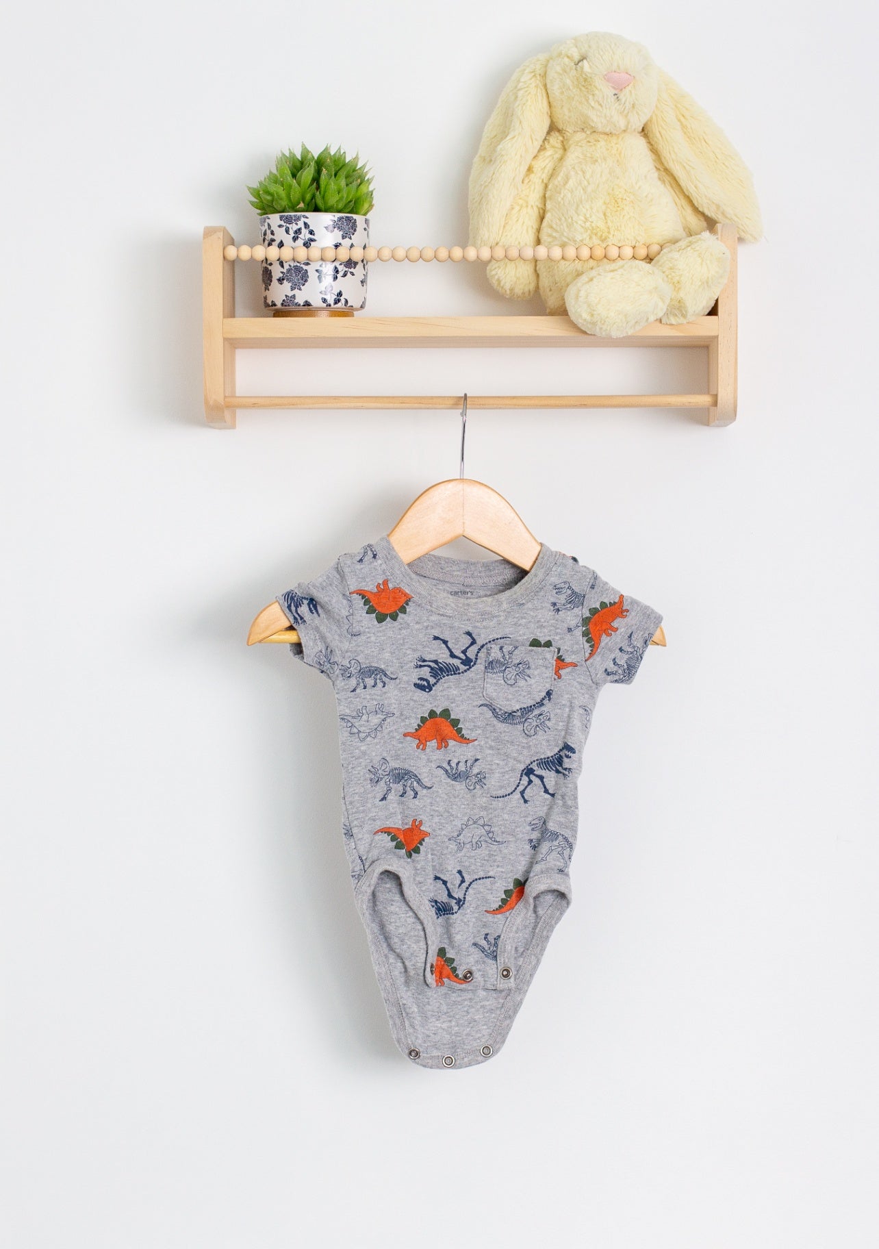 Carter's 6M Gray with colorful dinosaur prints onesie