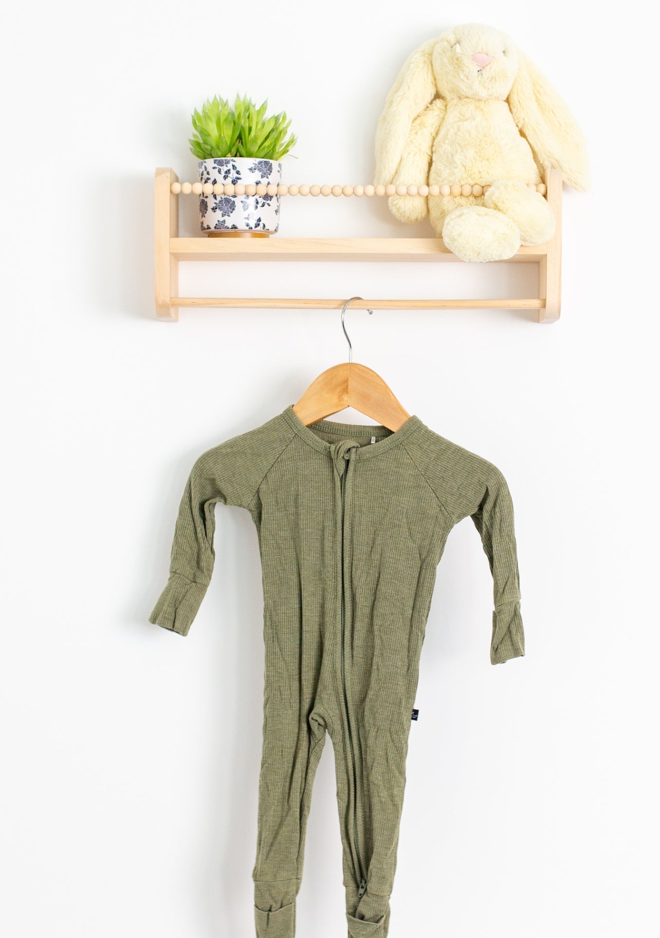 Sleepy Sloth 0-3M Green Ribbed Onesie