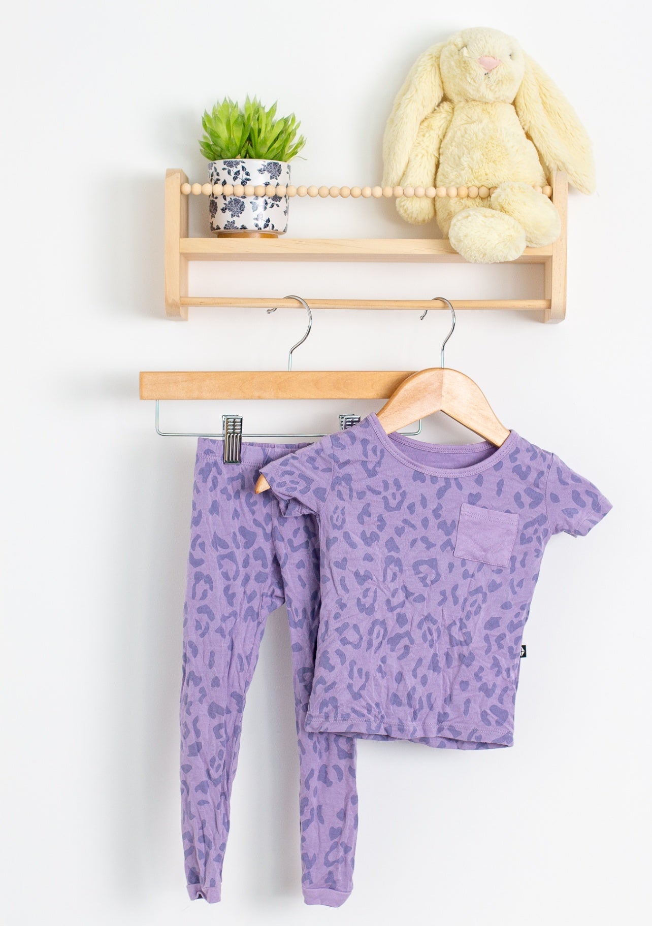 Kyte Baby 18-24M Taro Leopard Short Sleeve Pajamas - Whimsy
