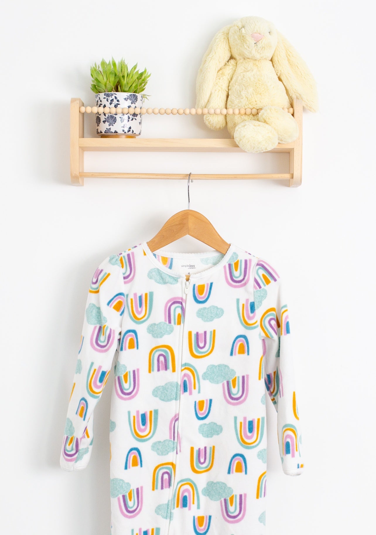 Simple Joys 4 Multicolor (white, purple, yellow, teal, pink) fleece sleeper - Whimsy