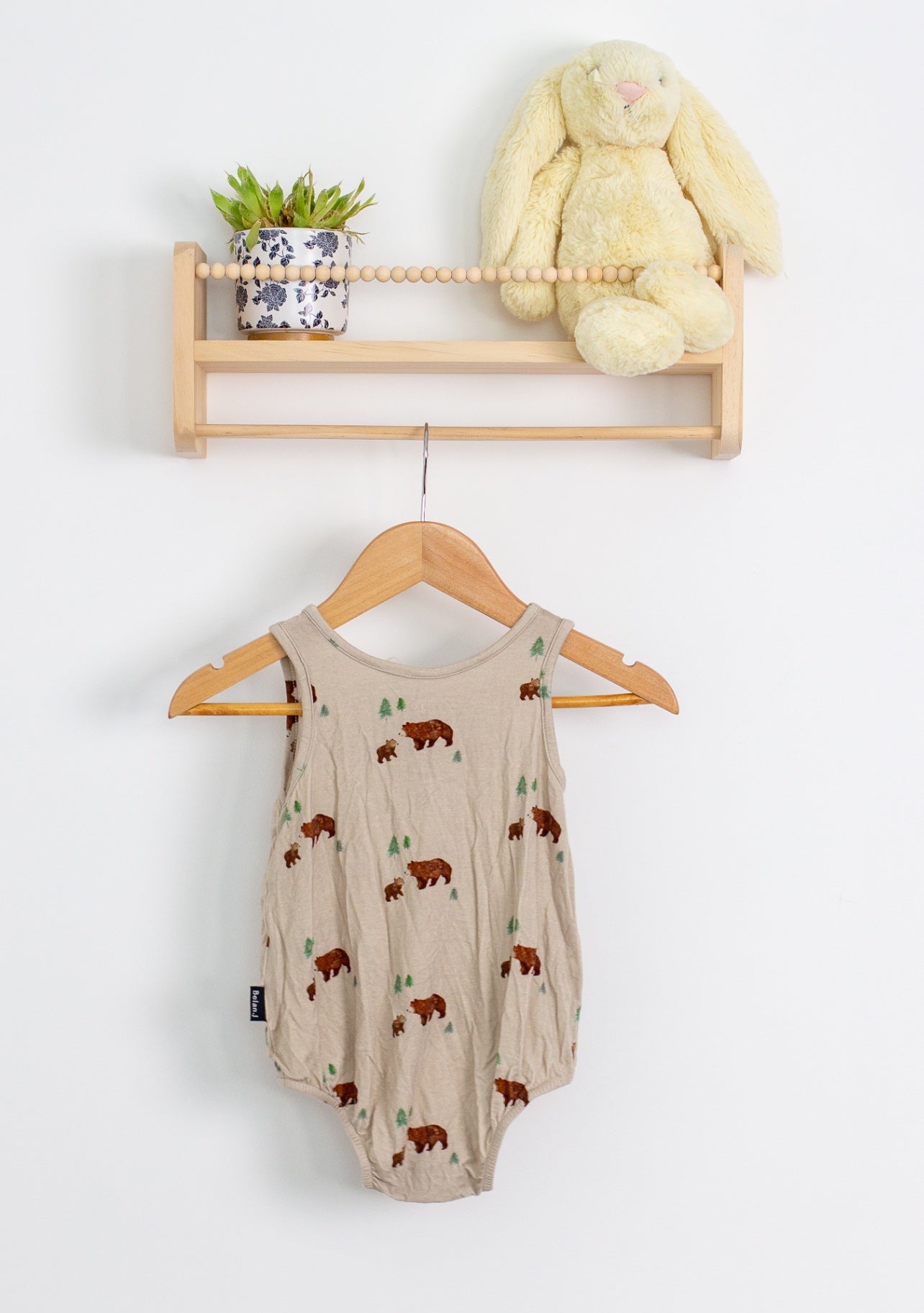 Belan.J 18-24M Beige with brown bears and green trees print tank - Whimsy
