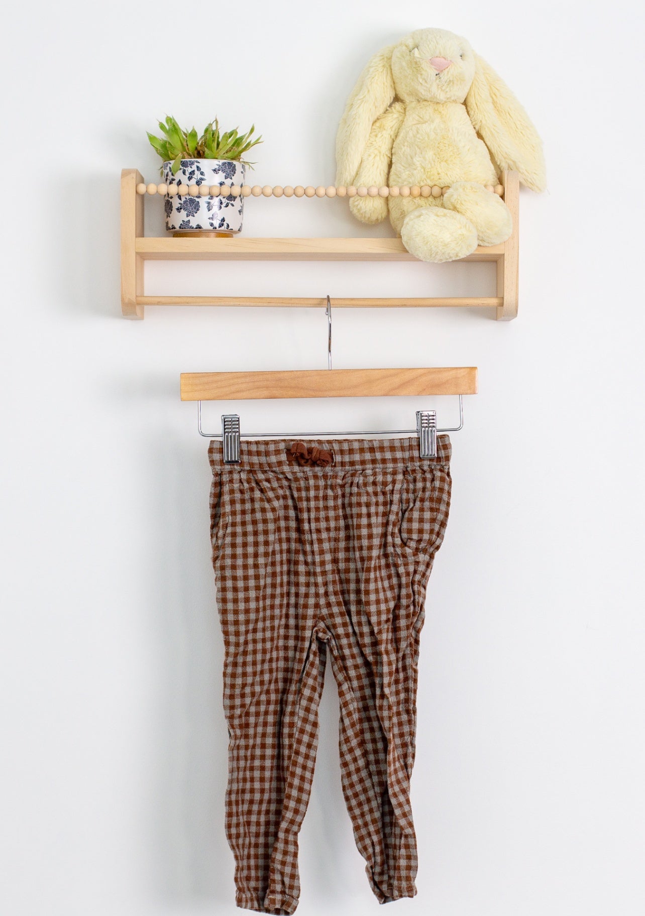 Rylee + Cru 2-3Y Brown and white checkered pants - Whimsy