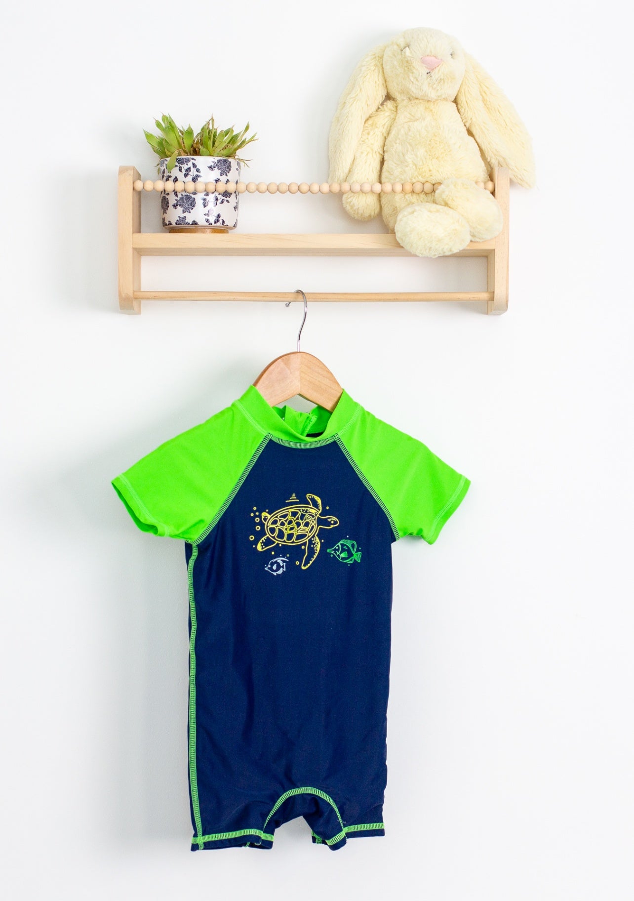Floatimini 18M Navy blue and neon green swimsuit - Whimsy