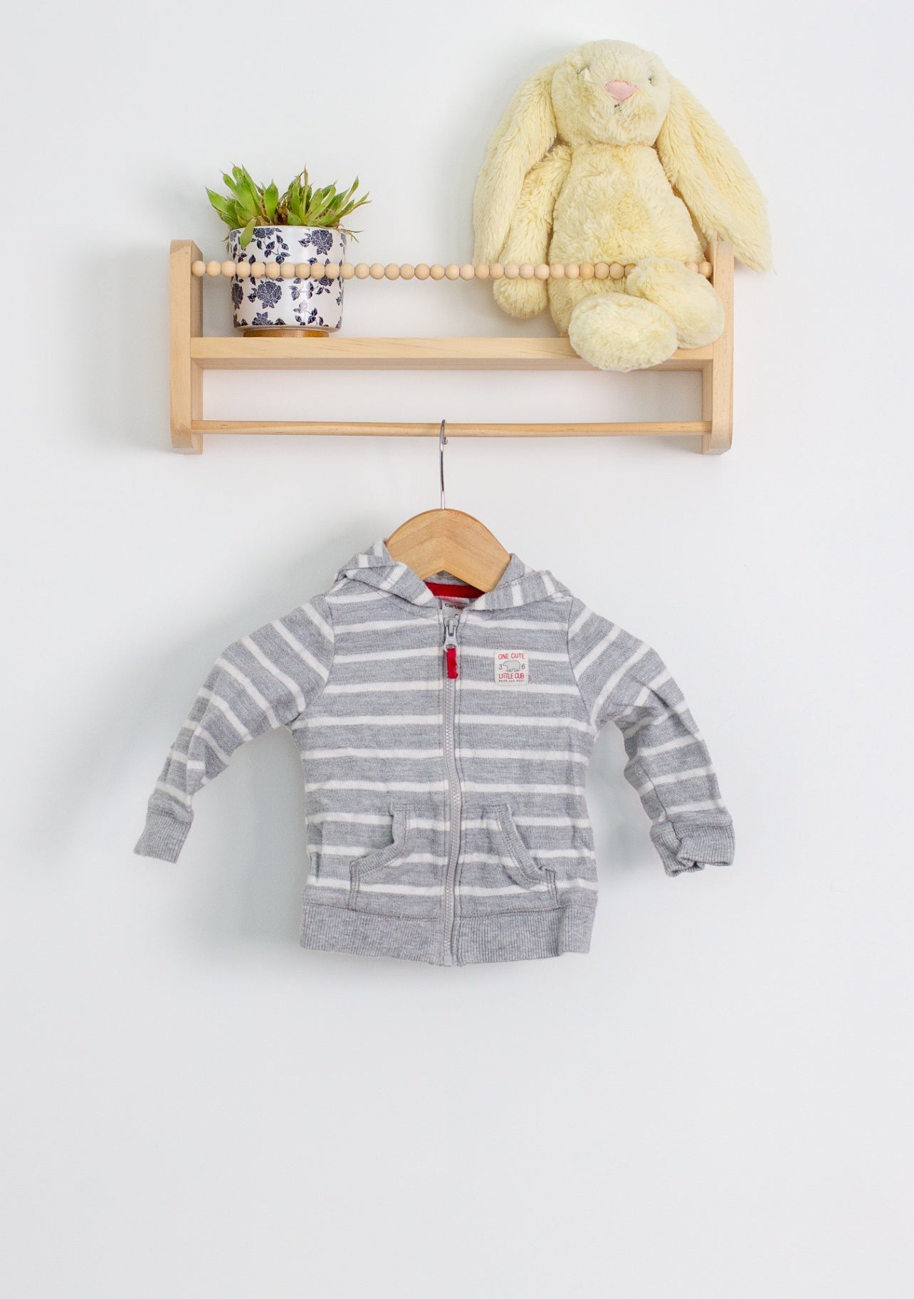Carters 9M Gray and White Striped Hoodie - Whimsy