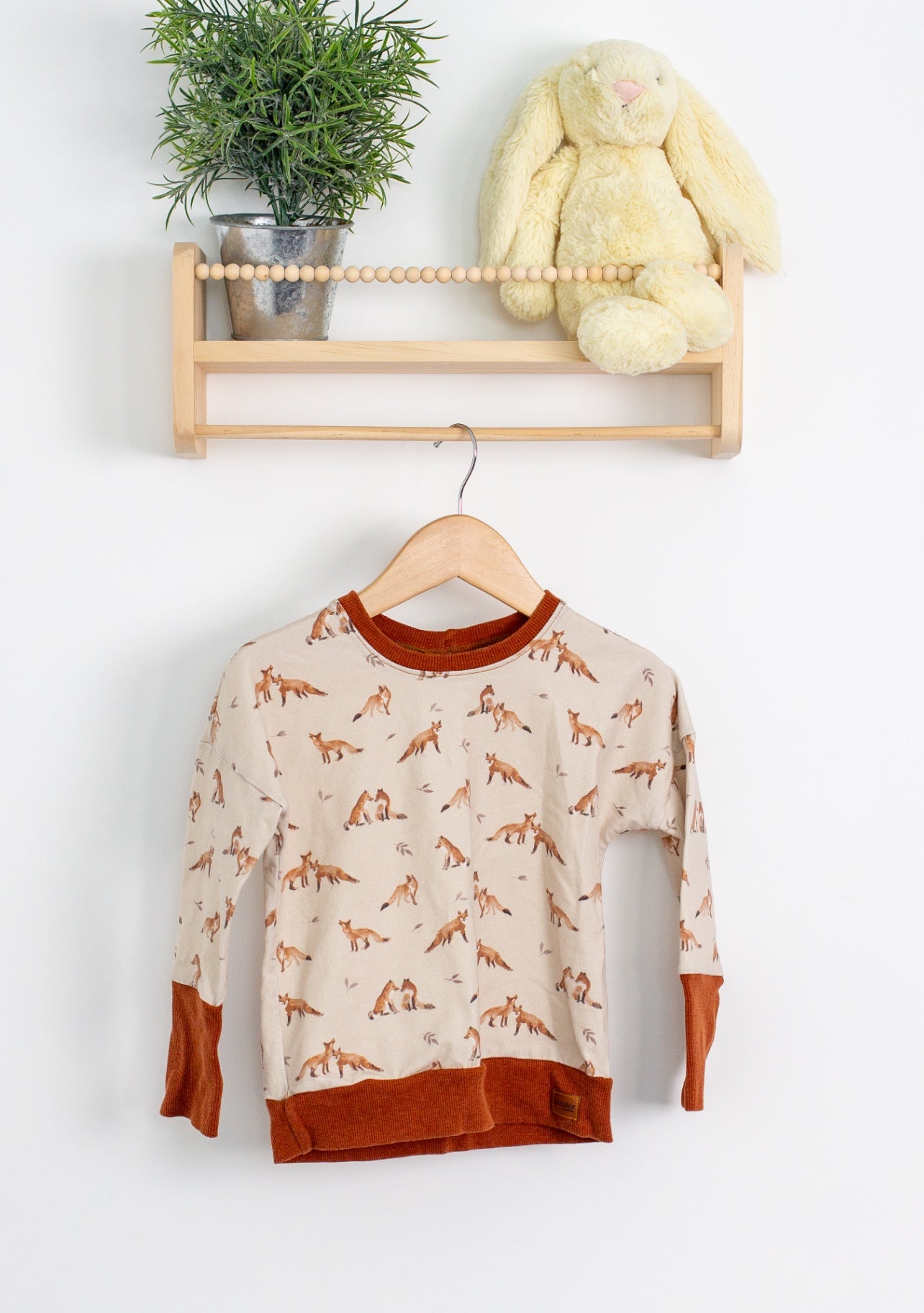 Calabee Creations 12M-3T Beige and Rust Fox Sweater GWM