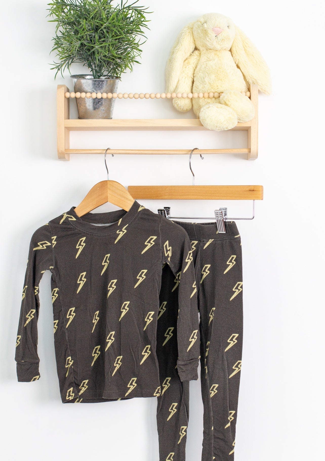 Moon Fruit 2T Black with Yellow lightning bolts pattern PJs Play
