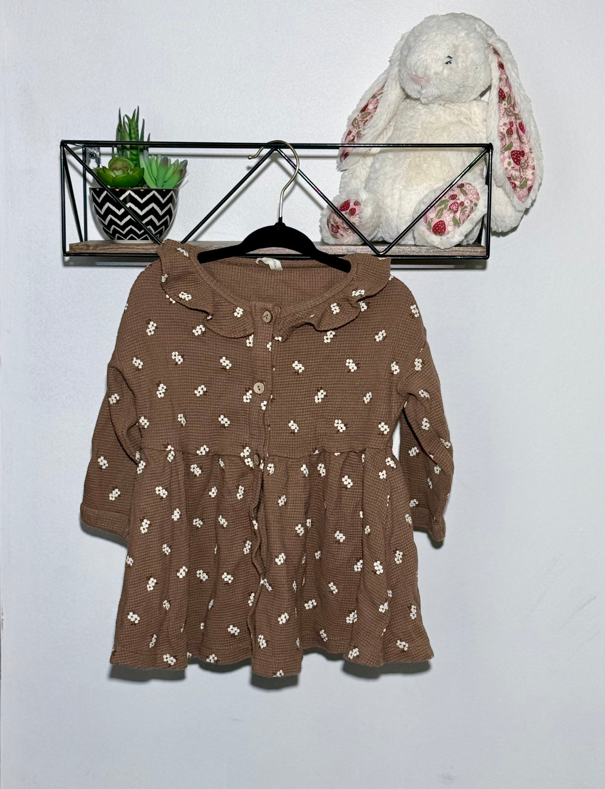 Quincy Mae Waffle Button Dress Dresses In Brown
