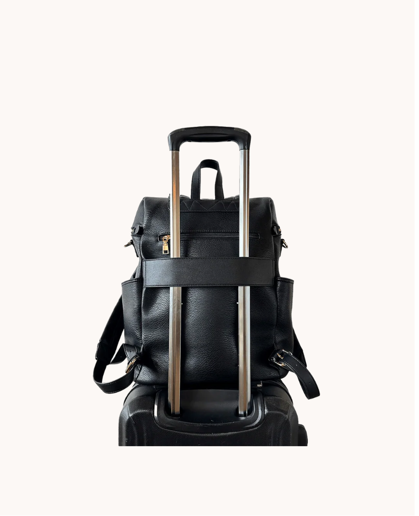 Poppy & Peonies Black Commuter Backpack/Diaper Bag