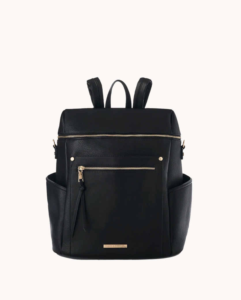 Poppy & Peonies Black Commuter Backpack/Diaper Bag