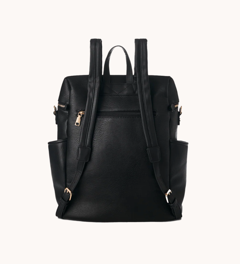 Poppy & Peonies Black Commuter Backpack/Diaper Bag
