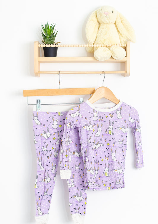 Little Sleepies Sleepwear 2T Lavender purple with multicolored bunny pattern