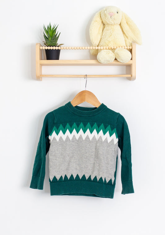 GAP 3T Green, Gray, White Sweater