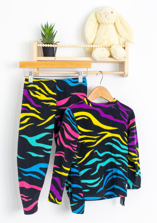 Burton Base layer 4T Black with multicolor (yellow, pink, blue, purple) zebra print