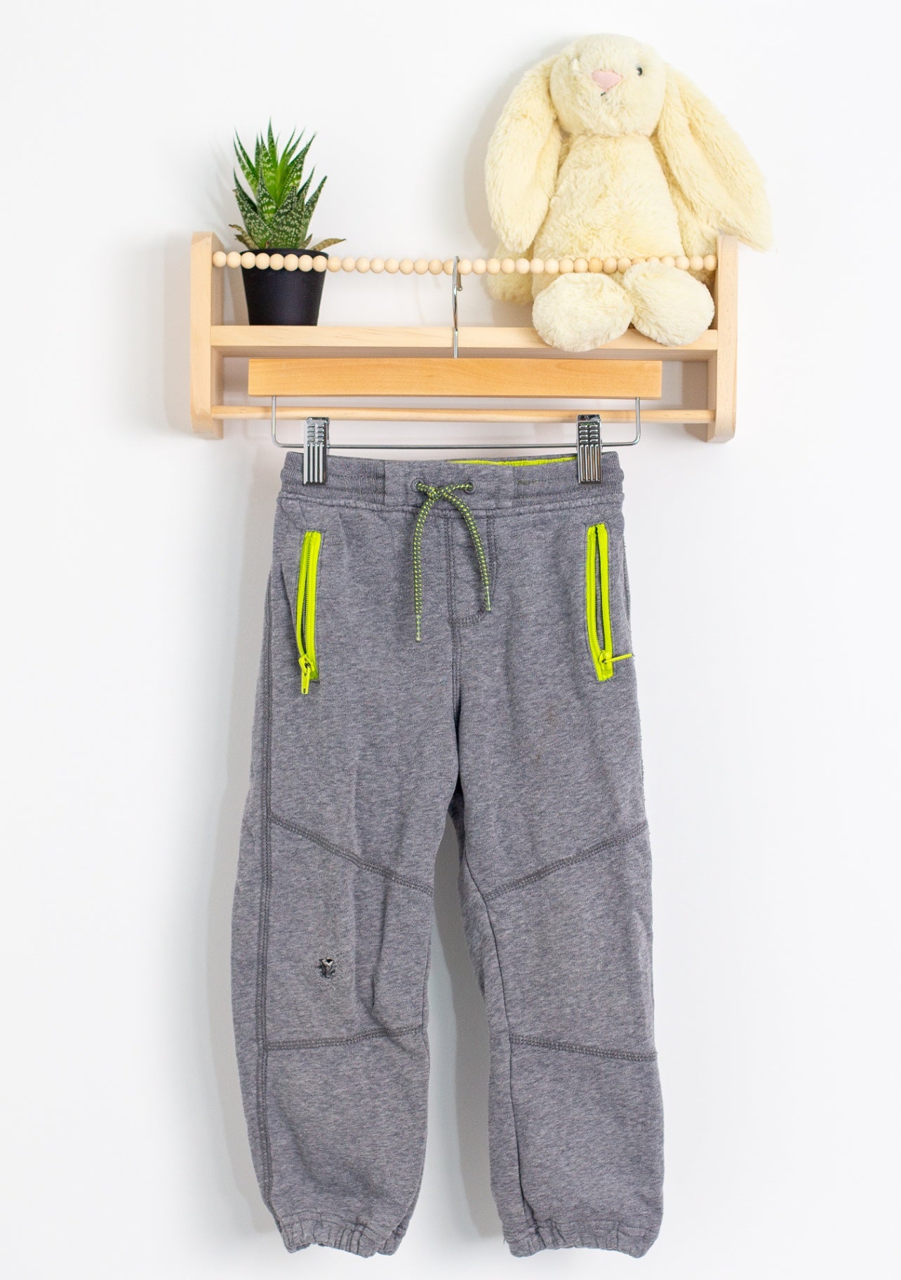 OshKosh Track Pants 4T Gray with neon yellow accents