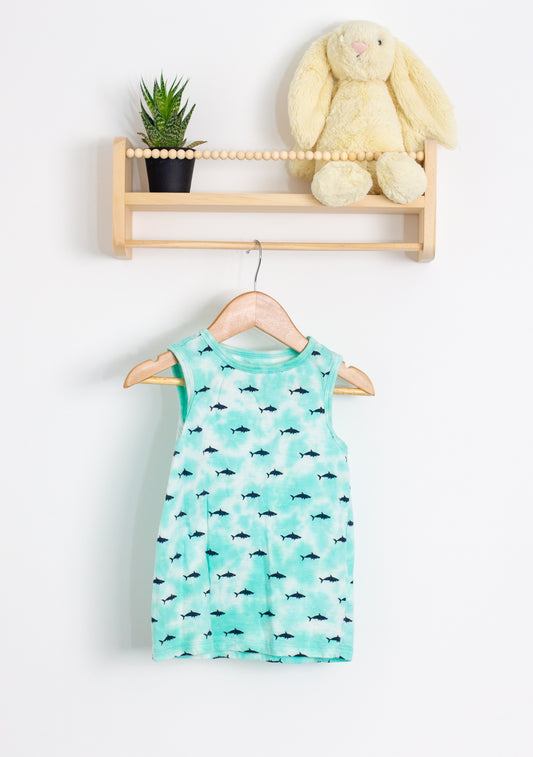 Hatley Tank 4T Light blue with dark blue fish pattern