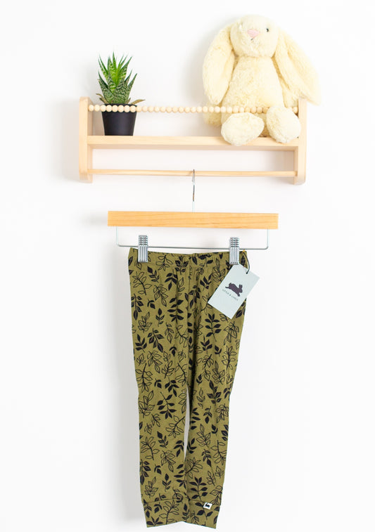Little & Lively Pants 2T Olive green with black print