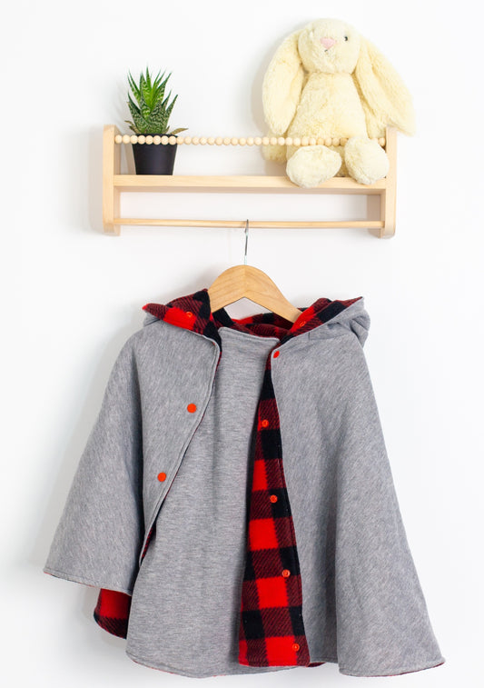 Small Shop Car Seat Poncho OneSize Gray and Red/Black