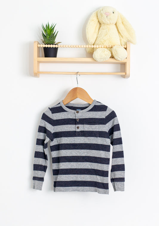 Old Navy Longsleeve 4T Gray and Navy Blue Stripes