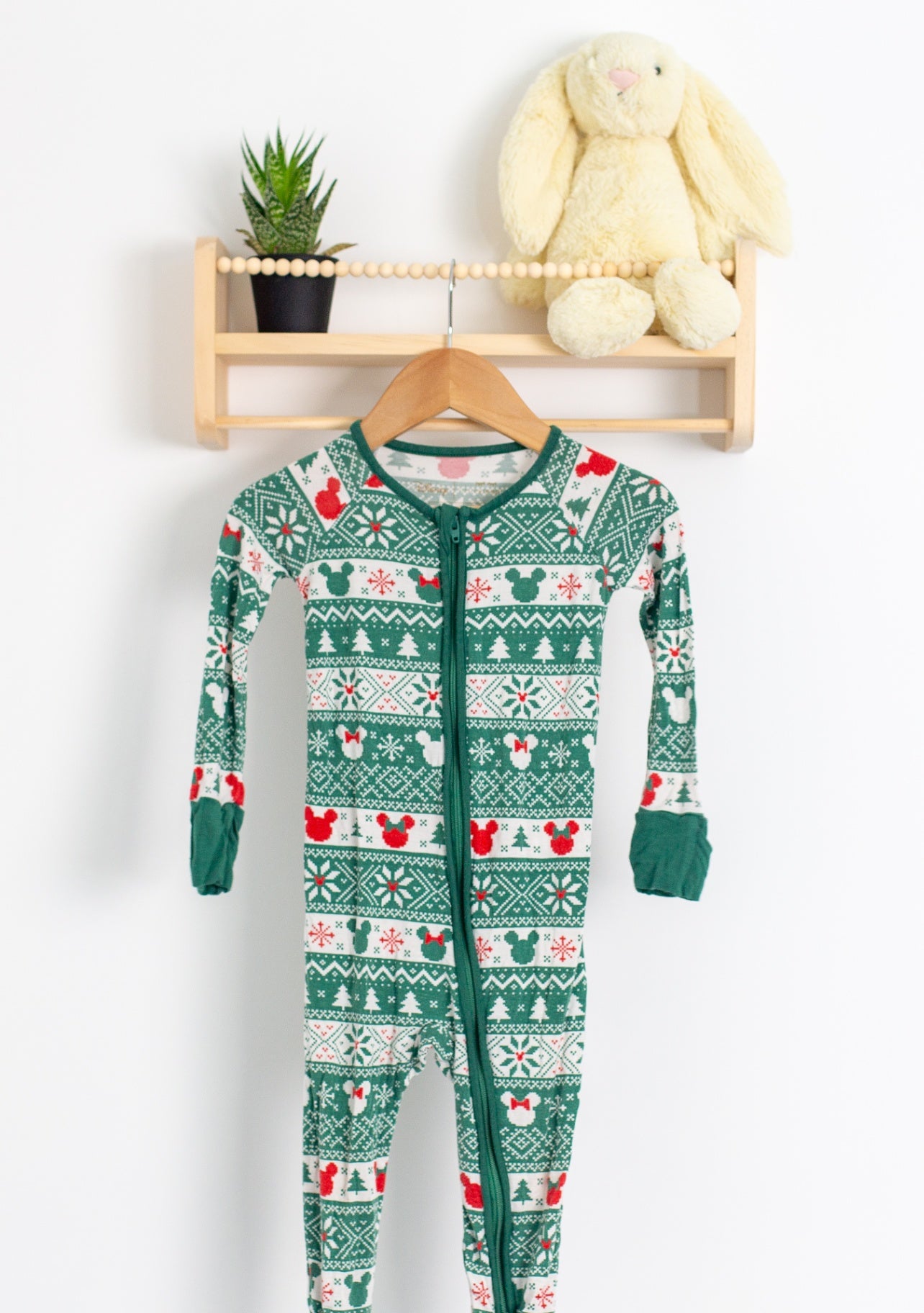 Little Sleepies Mickey Christmas 12-18M Green, White, Red