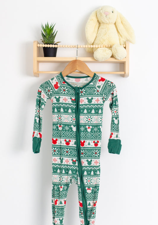 Little Sleepies Mickey Christmas 12-18M Green, White, Red