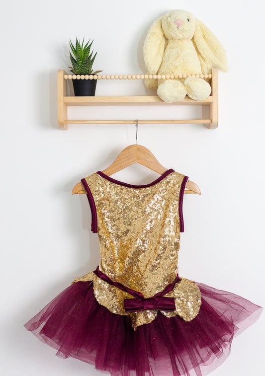 Weissemans Dance SC Gold and Burgundy Dance Costume