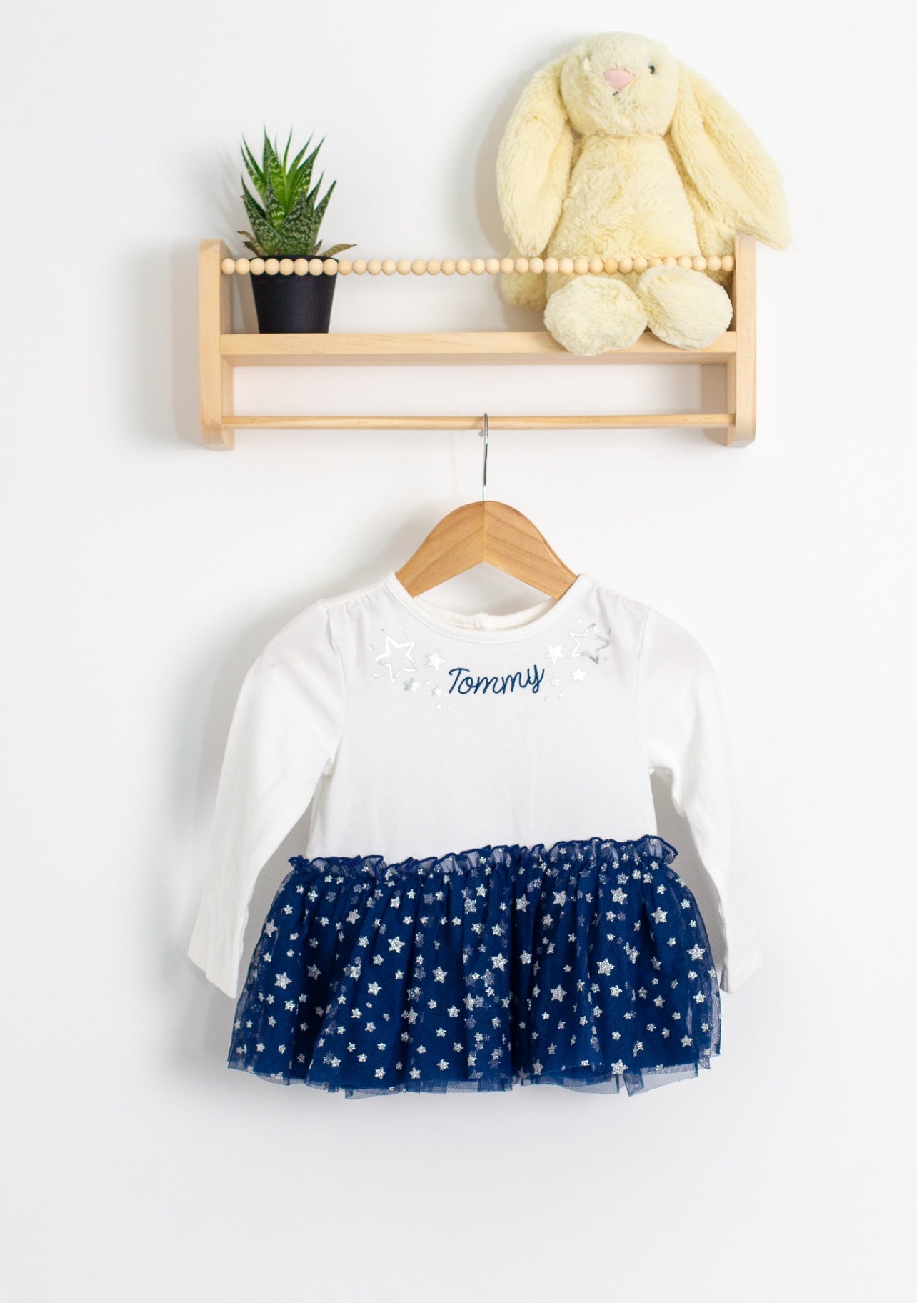Tommy 18M White and navy blue dress