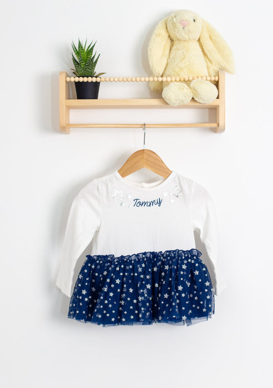 Tommy 18M White and navy blue dress