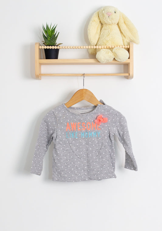 Carters 24M Grey with white polka dots sweater