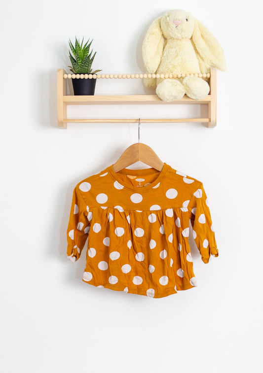 Old Navy 2T Orange with white polka dots Shirt