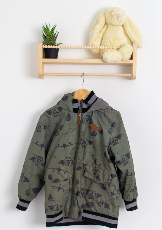 Perlimpinpin 5 Olive green with black prints Winter Jacket