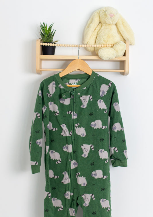 Carter's 5 Green Racoon Footed PJs