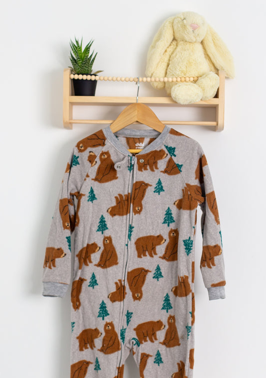 Carters 5 Gray Bear Footed PJS