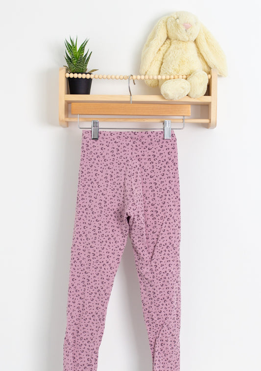 H&M Pink Leggings with purple leopard print