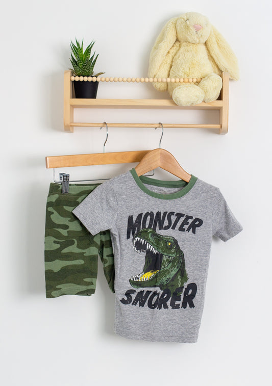 Carters 5 Gray and green dinosaur PJs