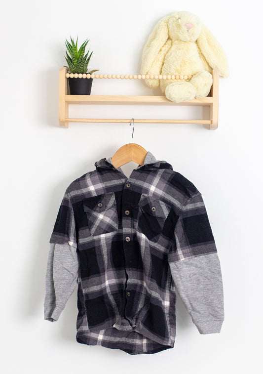 George S Black, Gray, and White Plaid Hoodie
