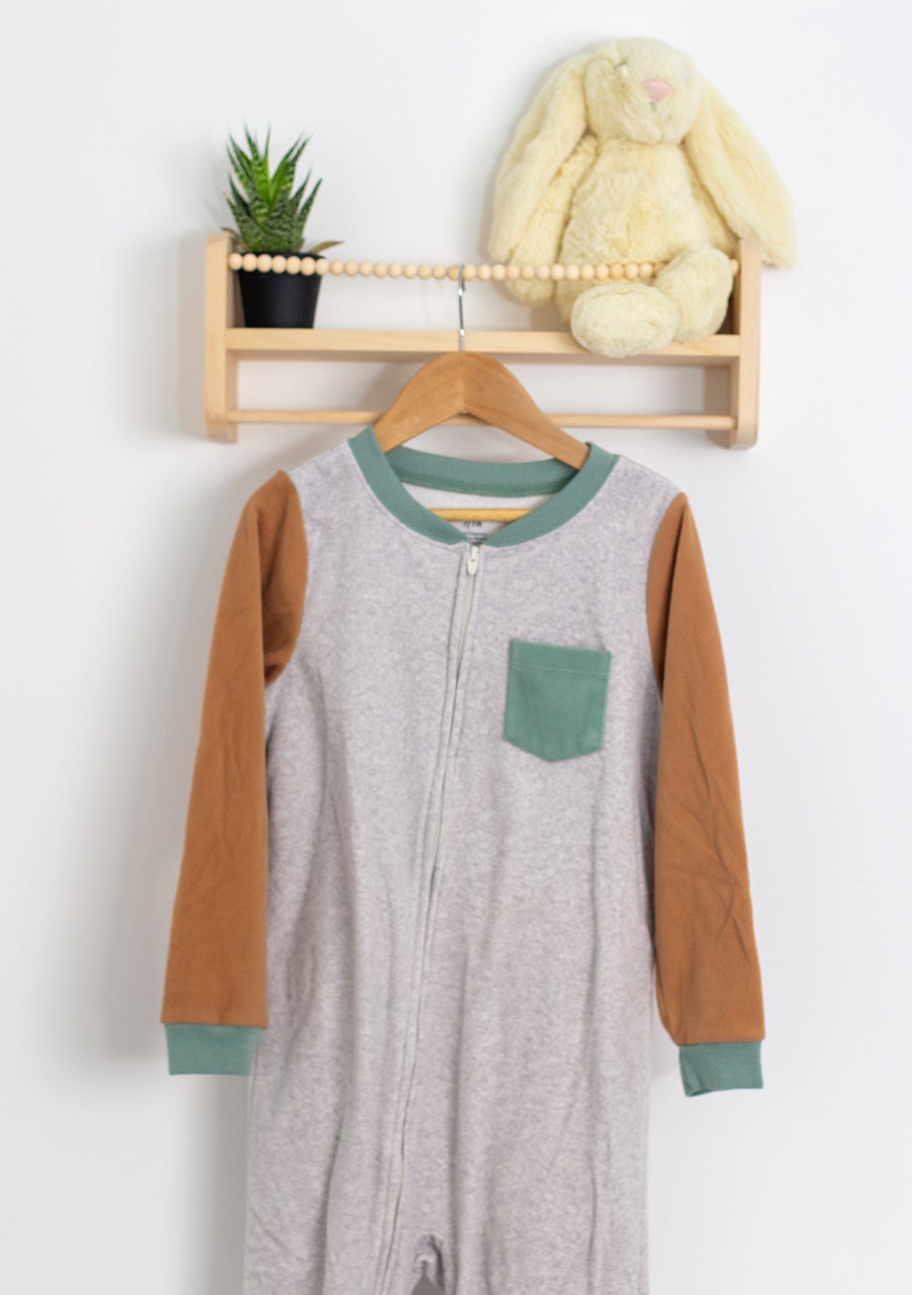 Carters 7 Gray, Brown, Green Footed PJs
