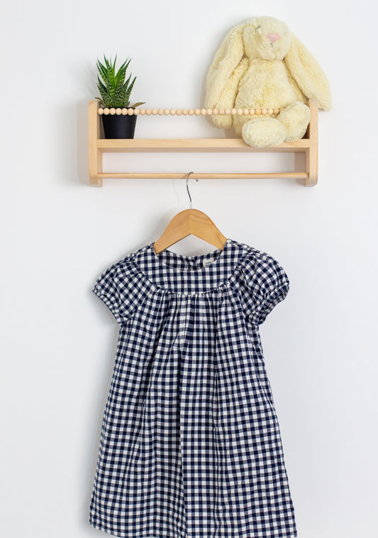 GAP 3T Navy Blue and White Gingham Dress