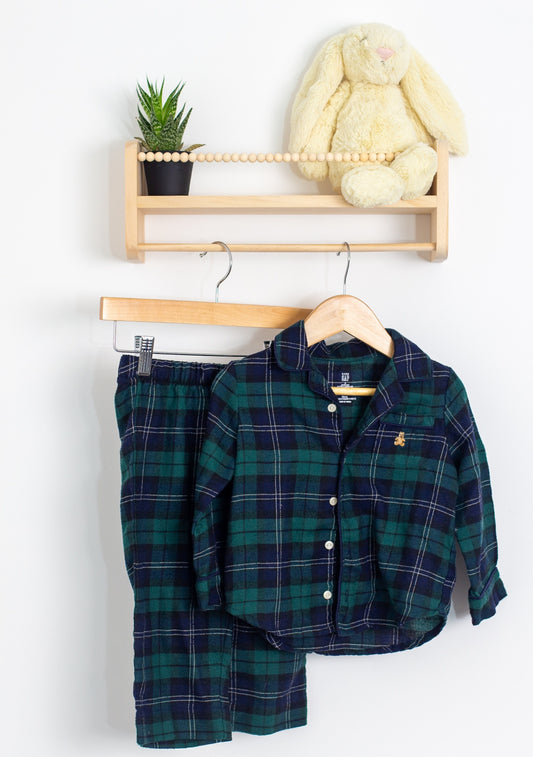 GAP 2T Green and navy blue plaid Pjs