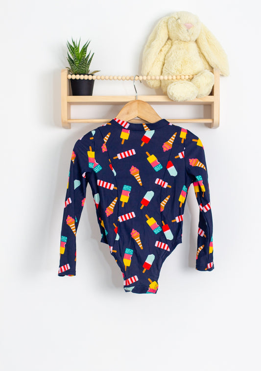 Old Navy 4T Navy blue with multicolored ice cream print Bathing Suit