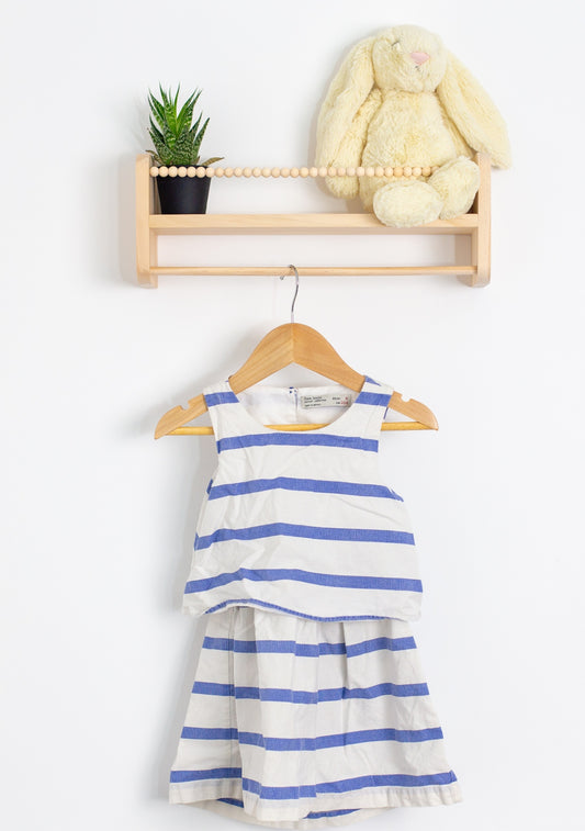 ZARA 4 White and Blue Dress