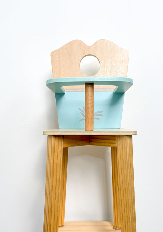 Coco Village Doll High Chair Pastel Blue/Beige/Brown