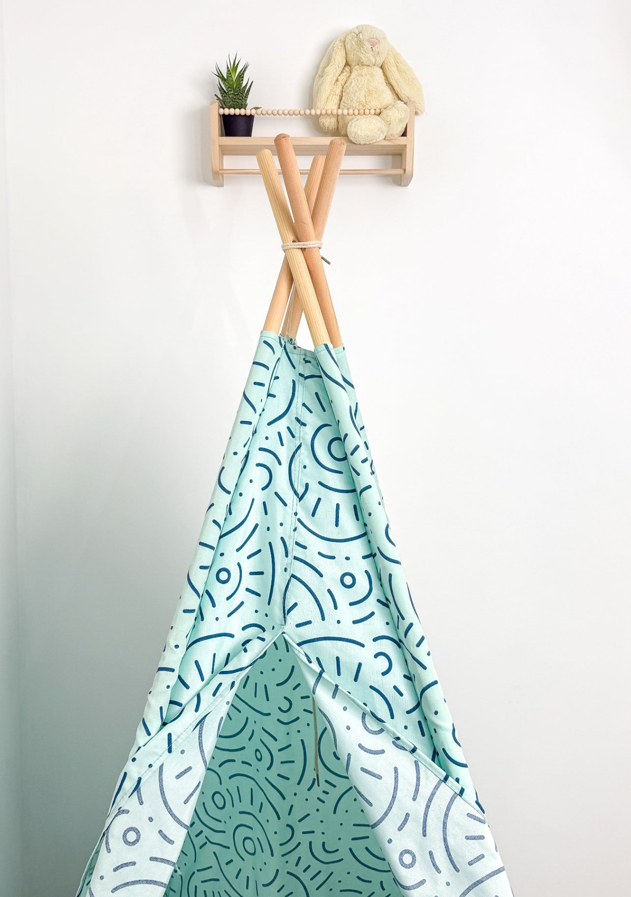 Coco Village Teepee Tent Light blue with dark blue pattern