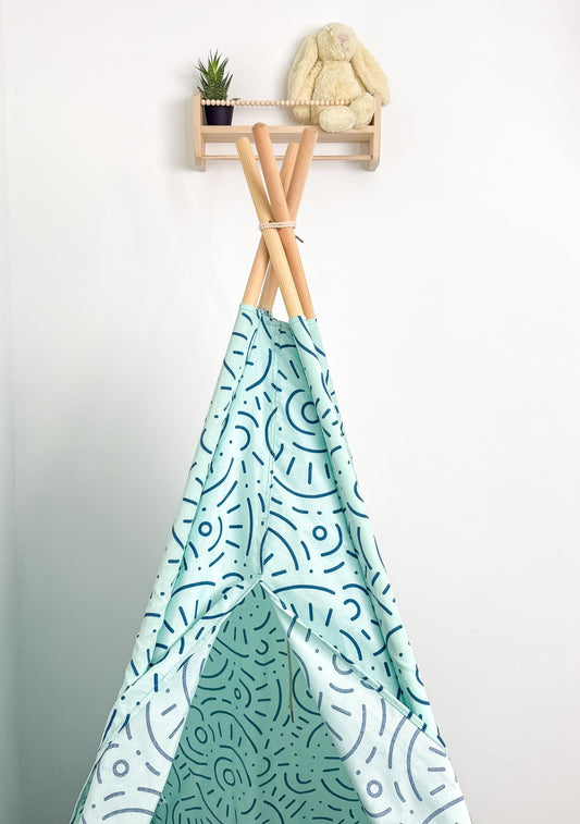Coco Village Teepee Tent Light blue with dark blue pattern