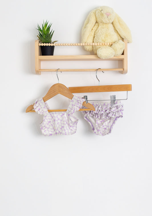 Baby Gap 0-6M Lavender and white Two Piece Swim Suit