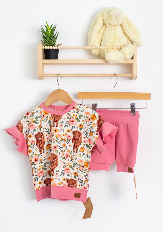 Carabee Creations 12M-3T Floral Cows Grow with Me Outfit