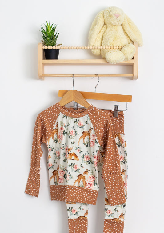 Custom Creations 12M-3Y Fawn and Floral Outfit